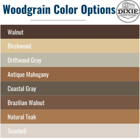 Woodgrain Color Options for Poly outdoor furniture